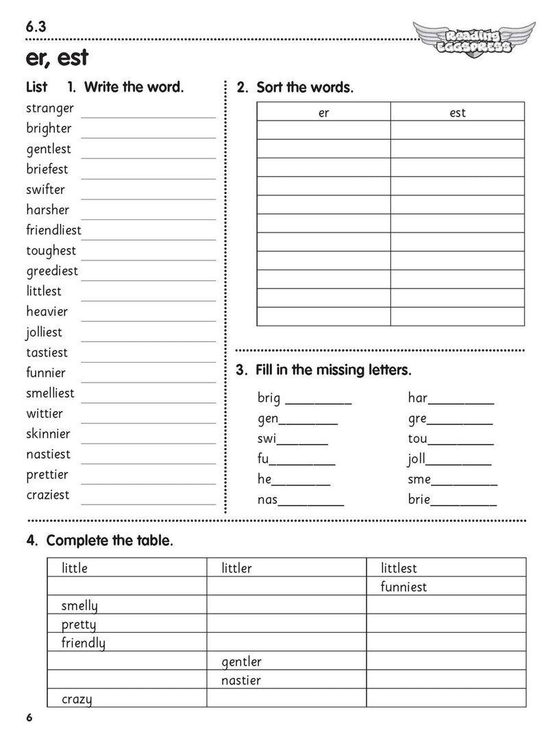 Sample interior page from the ABC Reading Eggspress Spelling Workbook Year 6, showing written spelling activities