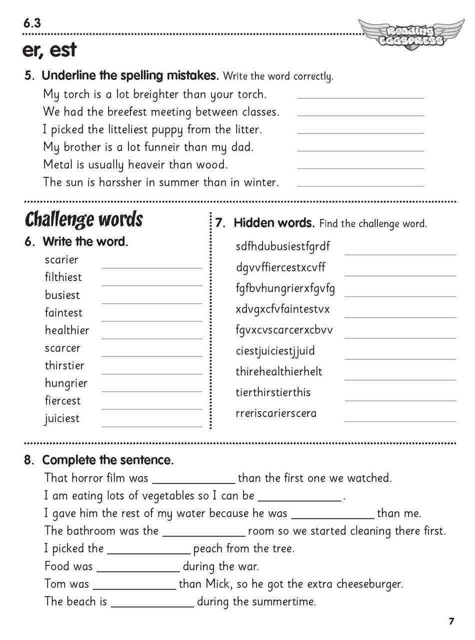 Sample interior page from the ABC Reading Eggspress Spelling Workbook Year 6, showing written spelling activities