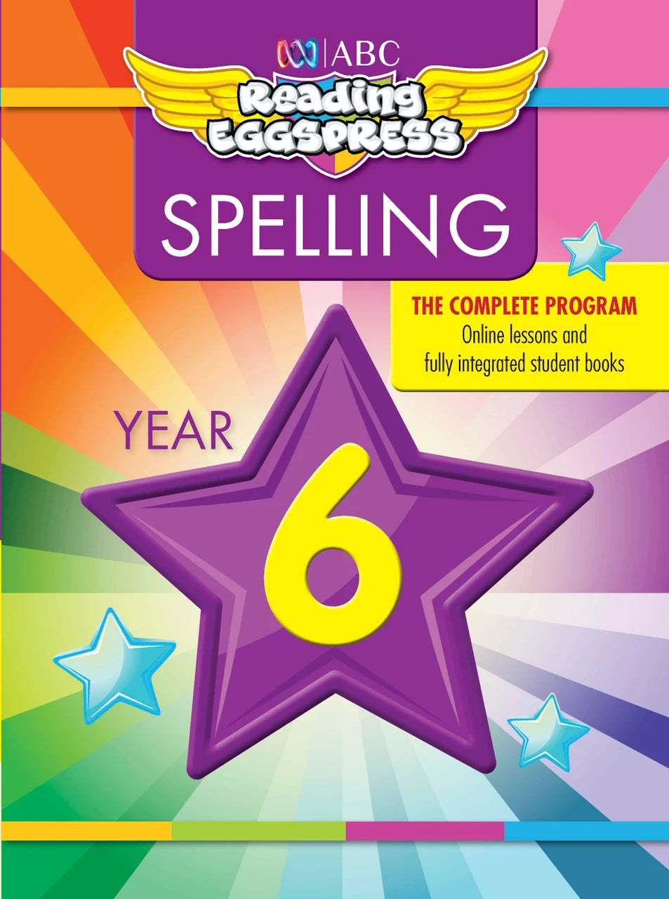 Front cover of the ABC Reading Eggspress Spelling Workbook for Year 6, showing the series branding and title