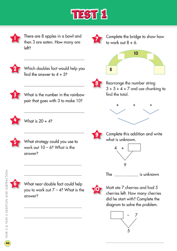 Sample interior page from the Blake's Back to Basics Addition and Subtraction Years 2-3 workbook as shown in the publisher gallery