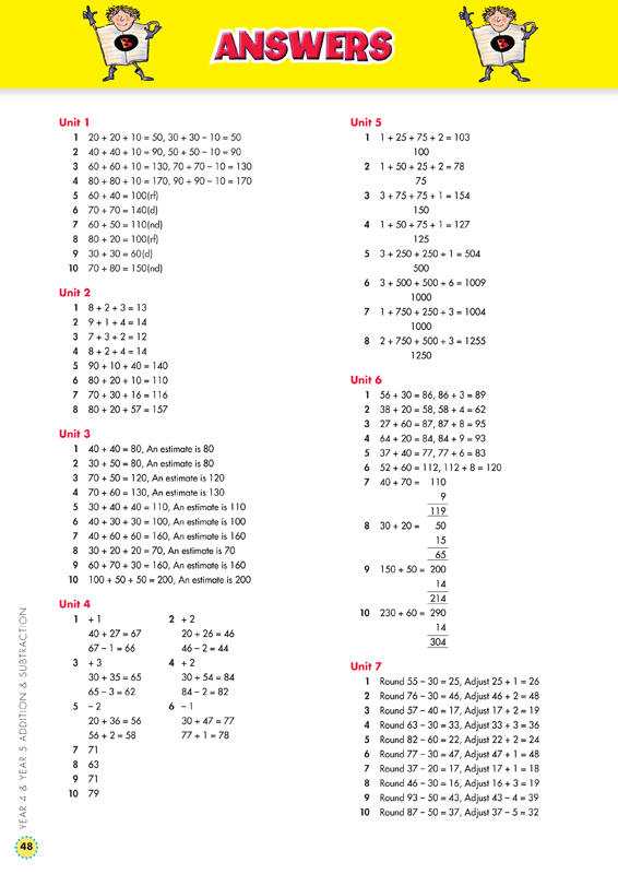 Sample interior page from the Blake's Back to Basics Addition and Subtraction Years 4-5 workbook as shown in the publisher gallery