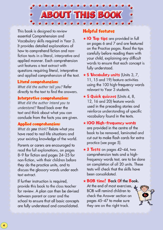 Preview image from the Blake's Back to Basics Comprehension and Vocabulary Year 3 workbook as shown in the publisher gallery
