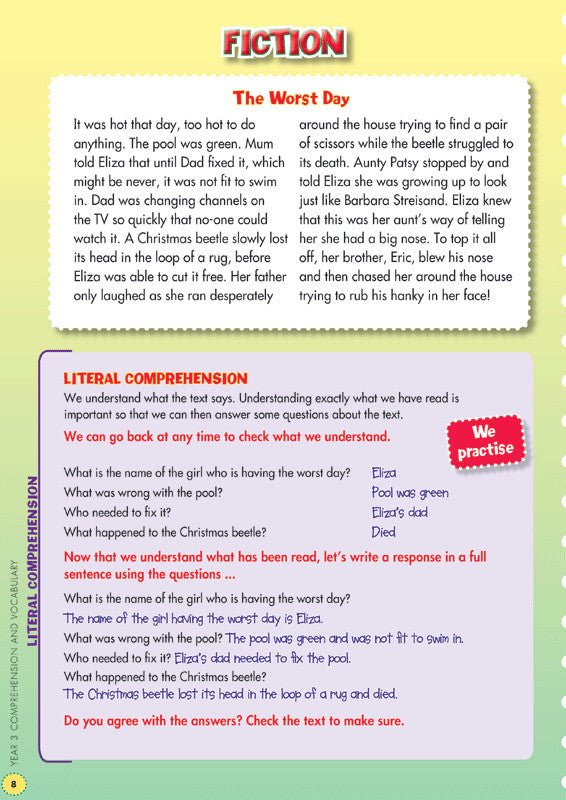 Preview image from the Blake's Back to Basics Comprehension and Vocabulary Year 3 workbook as shown in the publisher gallery