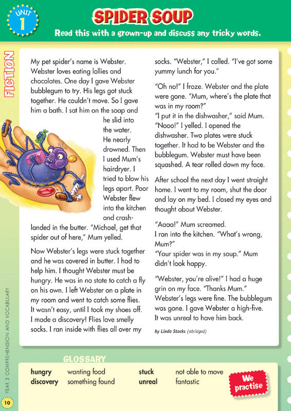 Preview image from the Blake's Back to Basics Comprehension and Vocabulary Year 3 workbook as shown in the publisher gallery