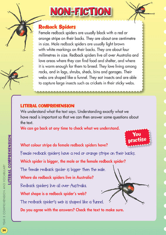 Preview image from the Blake's Back to Basics Comprehension and Vocabulary Year 3 workbook as shown in the publisher gallery