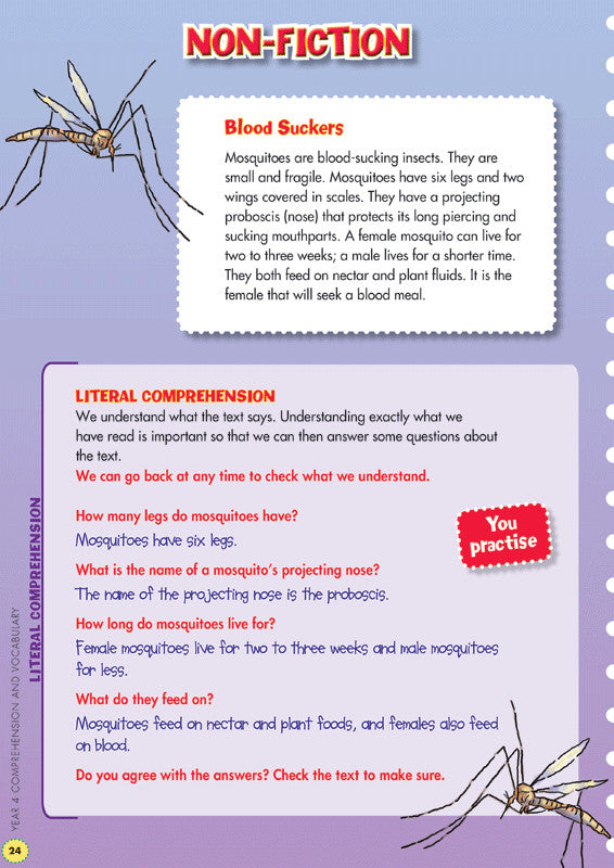 Preview image from the Blake's Back to Basics Comprehension and Vocabulary Year 4 workbook as shown in the publisher gallery