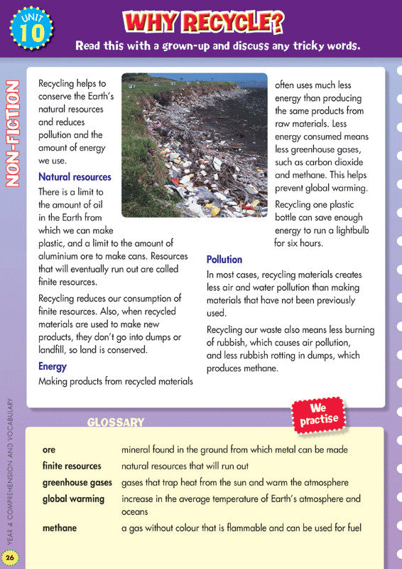 Preview image from the Blake's Back to Basics Comprehension and Vocabulary Year 4 workbook as shown in the publisher gallery
