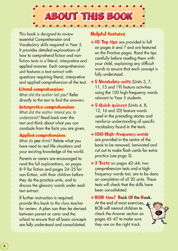 Preview image from the Blake's Back to Basics Comprehension and Vocabulary Year 5 workbook as shown in the publisher gallery