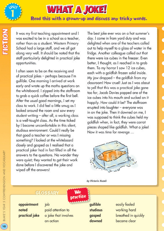 Preview image from the Blake's Back to Basics Comprehension and Vocabulary Year 5 workbook as shown in the publisher gallery
