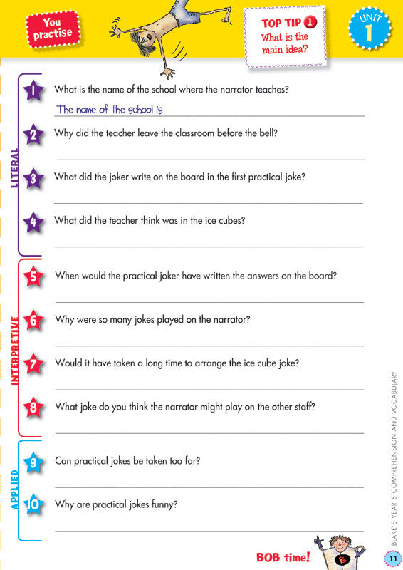 Preview image from the Blake's Back to Basics Comprehension and Vocabulary Year 5 workbook as shown in the publisher gallery