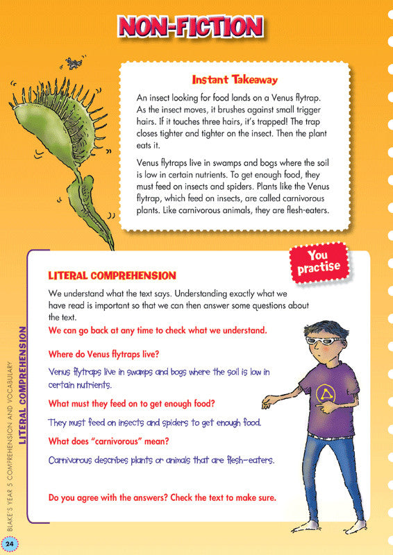 Preview image from the Blake's Back to Basics Comprehension and Vocabulary Year 5 workbook as shown in the publisher gallery
