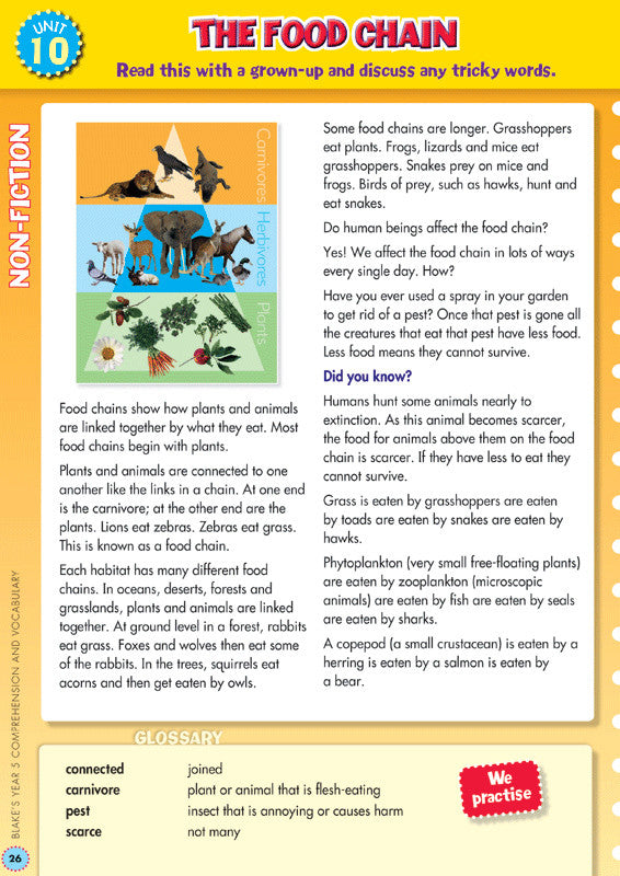 Preview image from the Blake's Back to Basics Comprehension and Vocabulary Year 5 workbook as shown in the publisher gallery