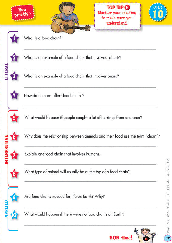 Preview image from the Blake's Back to Basics Comprehension and Vocabulary Year 5 workbook as shown in the publisher gallery