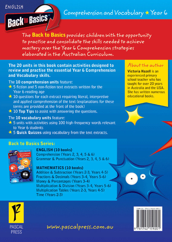 Sample interior page from the Blake's Back to Basics Comprehension and Vocabulary Year 6 workbook as shown in the publisher gallery