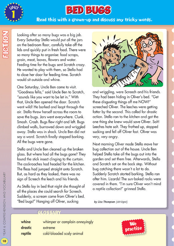 Sample interior page from the Blake's Back to Basics Comprehension and Vocabulary Year 6 workbook as shown in the publisher gallery
