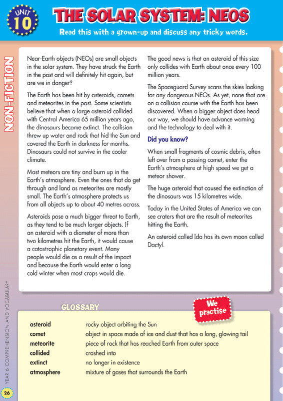 Sample interior page from the Blake's Back to Basics Comprehension and Vocabulary Year 6 workbook as shown in the publisher gallery