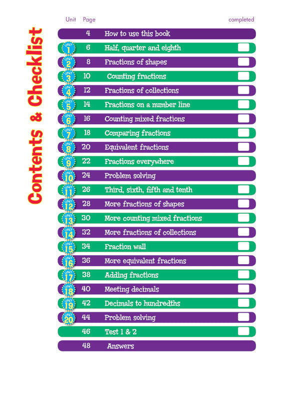 Sample interior page from the Blake's Back to Basics Fractions and Decimals Years 3-4 workbook as shown in the publisher gallery