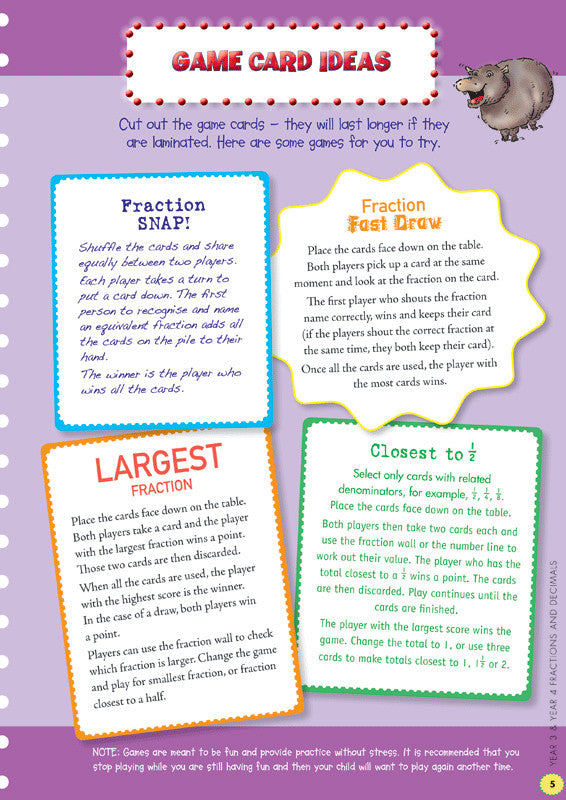 Sample interior page from the Blake's Back to Basics Fractions and Decimals Years 3-4 workbook as shown in the publisher gallery