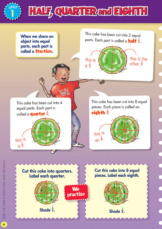 Sample interior page from the Blake's Back to Basics Fractions and Decimals Years 3-4 workbook as shown in the publisher gallery