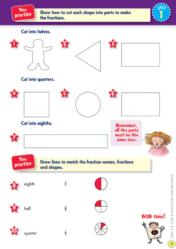 Sample interior page from the Blake's Back to Basics Fractions and Decimals Years 3-4 workbook as shown in the publisher gallery