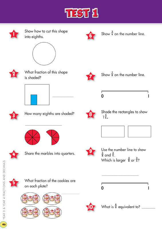 Sample interior page from the Blake's Back to Basics Fractions and Decimals Years 3-4 workbook as shown in the publisher gallery