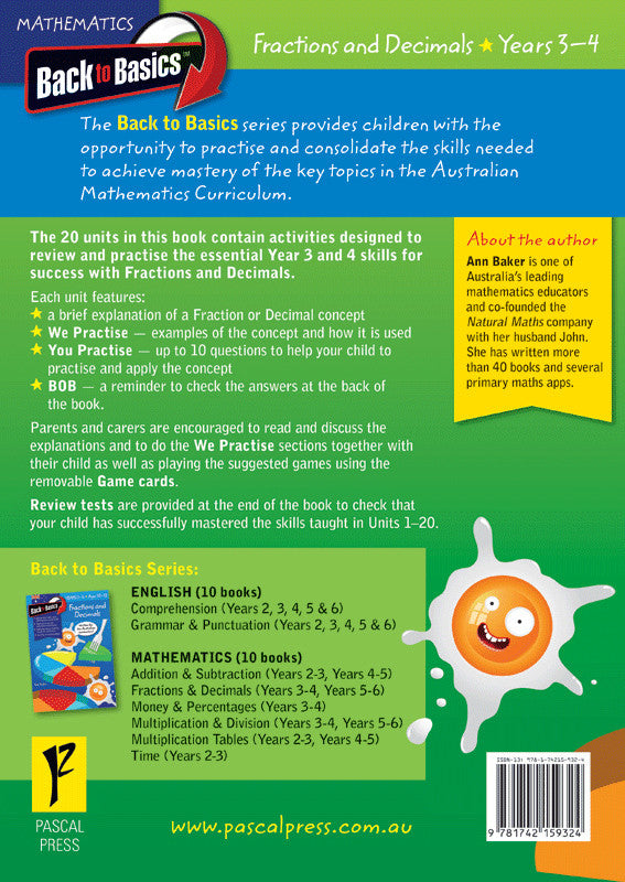 Sample interior page from the Blake's Back to Basics Fractions and Decimals Years 3-4 workbook as shown in the publisher gallery