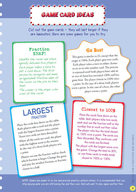 Sample interior page from the Blake's Back to Basics Fractions and Decimals Years 5-6 workbook as shown in the publisher gallery