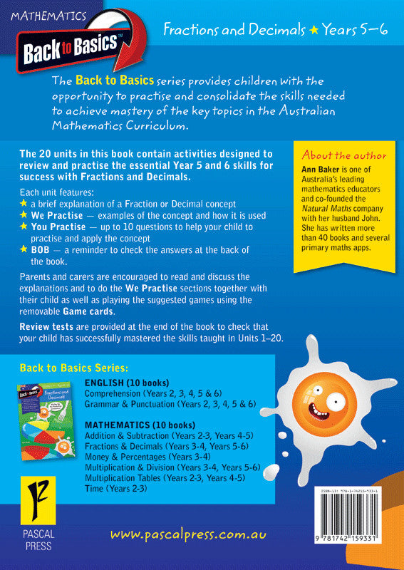 Sample interior page from the Blake's Back to Basics Fractions and Decimals Years 5-6 workbook as shown in the publisher gallery
