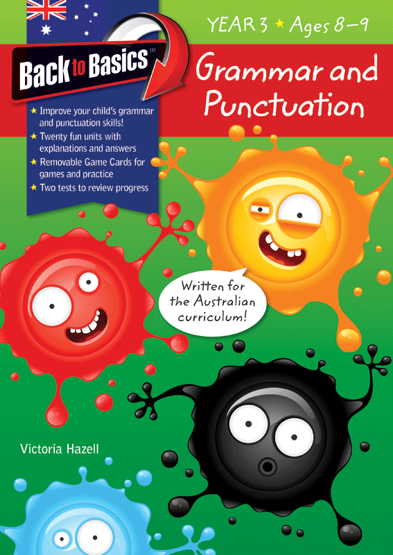 Front cover of the Blake's Back to Basics Grammar and Punctuation Year 3 workbook by Victoria Hazell, published by Pascal Press