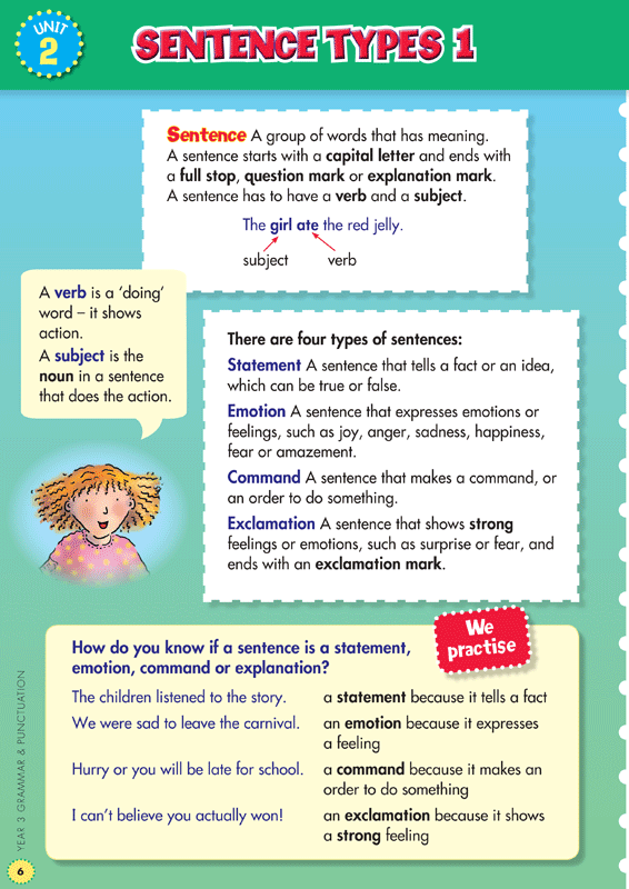 Sample interior page from the Blake's Back to Basics Grammar and Punctuation Year 3 workbook showing a unit of practice activities