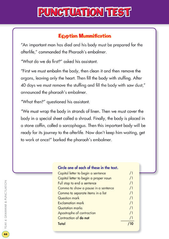 Preview image from the Blake's Back to Basics Grammar and Punctuation Year 4 workbook as shown in the publisher gallery