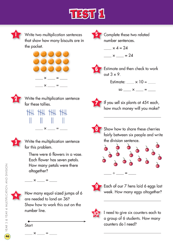 Sample interior page from the Blake's Back to Basics Multiplication and Division Years 3-4 workbook as shown in the publisher gallery