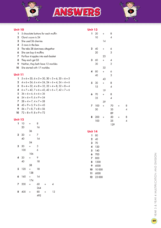 Sample interior page from the Blake's Back to Basics Multiplication and Division Years 3-4 workbook as shown in the publisher gallery