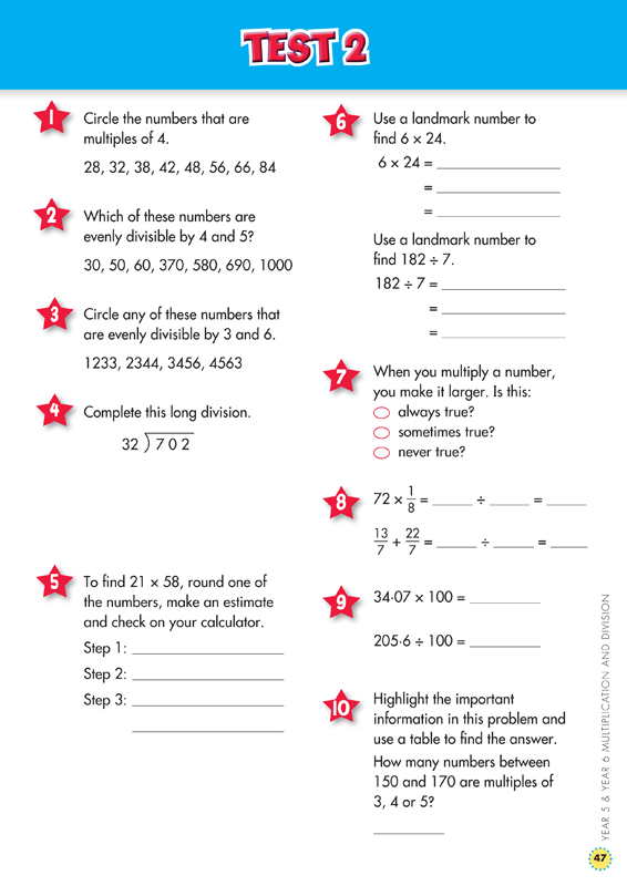Sample interior page from the Blake's Back to Basics Multiplication and Division Years 5-6 workbook as shown in the publisher gallery