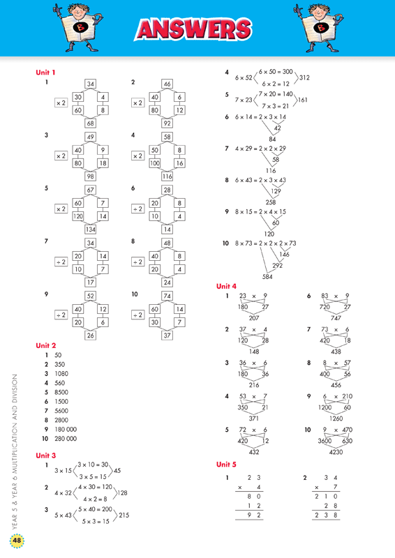 Sample interior page from the Blake's Back to Basics Multiplication and Division Years 5-6 workbook as shown in the publisher gallery