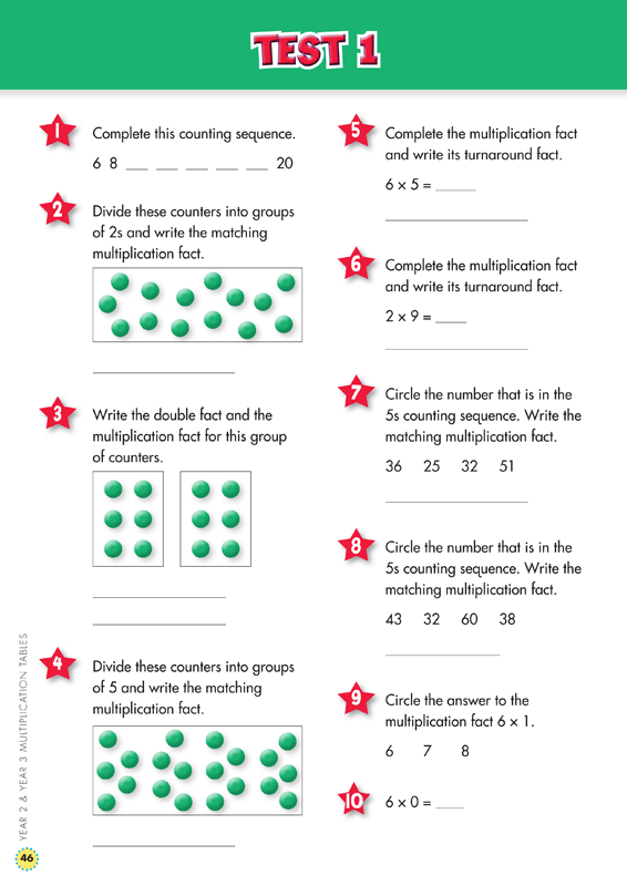 Sample interior page from the Blake's Back to Basics Multiplication Tables Book 1 Years 2-3 workbook as shown in the publisher gallery