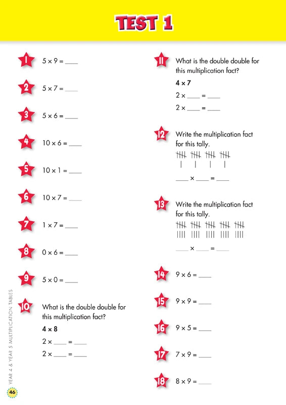 Sample interior page from the Blake's Back to Basics Multiplication Tables Book 2 Years 4-5 workbook as shown in the publisher gallery