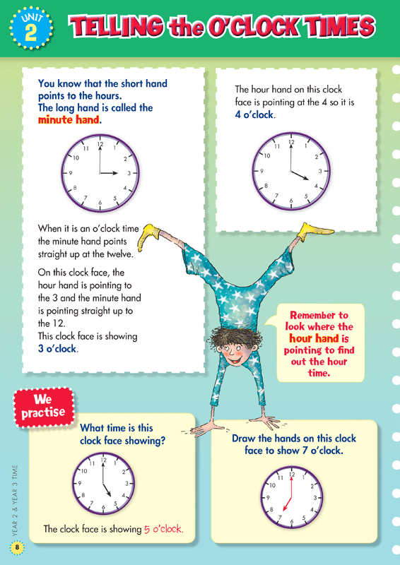 Sample interior page from the Blake's Back to Basics Time Years 2-3 workbook as shown in the publisher gallery