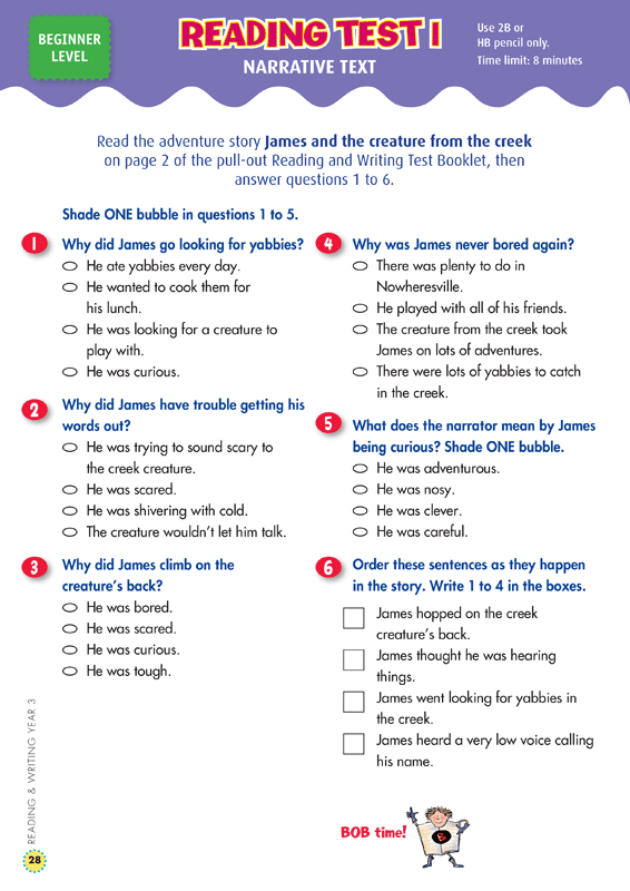 Sample interior page from the Blake's Back to Basics Year 3 NAPLAN-style Reading and Writing workbook as shown in the publisher gallery