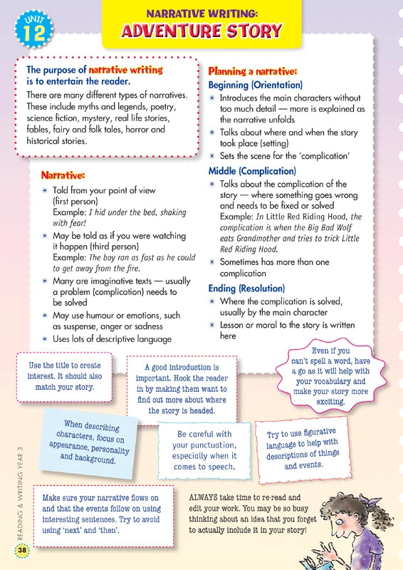 Sample interior page from the Blake's Back to Basics Year 3 NAPLAN-style Reading and Writing workbook as shown in the publisher gallery