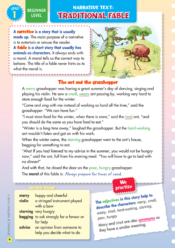 Sample interior page from the Blake's Back to Basics Year 3 NAPLAN-style Reading and Writing workbook as shown in the publisher gallery