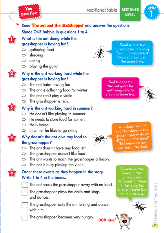 Sample interior page from the Blake's Back to Basics Year 3 NAPLAN-style Reading and Writing workbook as shown in the publisher gallery