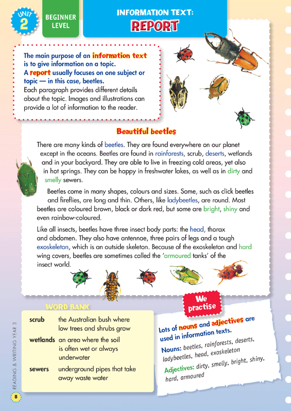 Sample interior page from the Blake's Back to Basics Year 3 NAPLAN-style Reading and Writing workbook as shown in the publisher gallery
