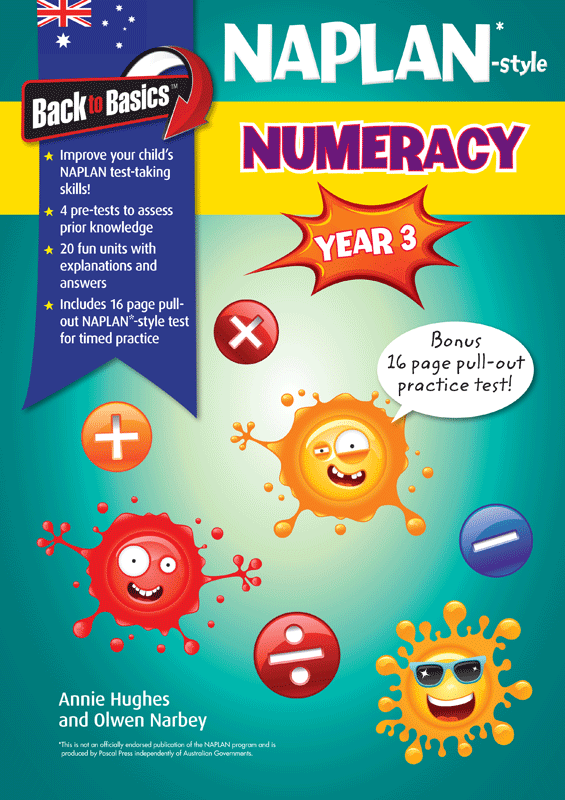 Front cover of the Blake's Back to Basics Year 3 NAPLAN-style Numeracy workbook from Pascal Press
