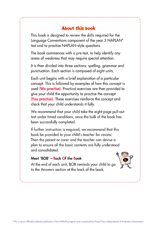 Sample interior page from the Blake's Back to Basics Year 5 NAPLAN-style Language Conventions workbook as shown in the publisher gallery