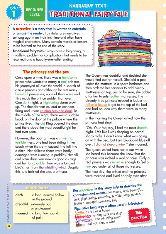 Sample interior page from the Blake's Back to Basics Year 5 NAPLAN-style Reading and Writing workbook as shown in the publisher gallery