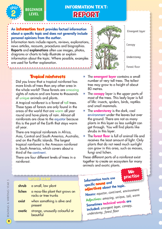 Sample interior page from the Blake's Back to Basics Year 5 NAPLAN-style Reading and Writing workbook as shown in the publisher gallery