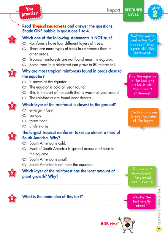 Sample interior page from the Blake's Back to Basics Year 5 NAPLAN-style Reading and Writing workbook as shown in the publisher gallery