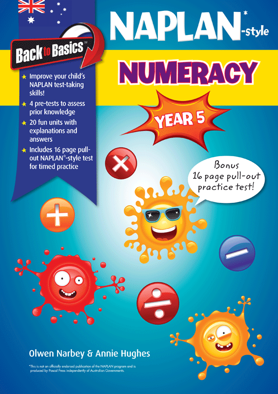 Front cover of the Blake's Back to Basics Year 5 NAPLAN-style Numeracy workbook from Pascal Press