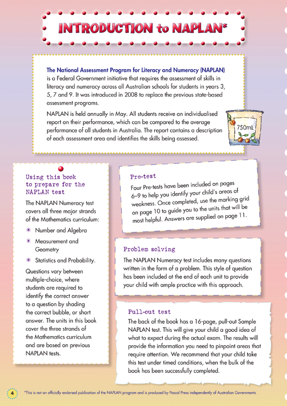 Sample interior page from the Blake's Back to Basics Year 5 NAPLAN-style Numeracy workbook as shown in the publisher gallery